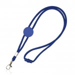 Lanyard tubular regulable de poliéster con mosquetón 3cm color azul real