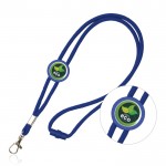 Lanyard tubular regulable de poliéster con mosquetón 3cm color azul real