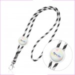Lanyard tubular de políester con diseño de rayas de colores color negro