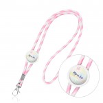 Lanyard tubular de políester con diseño de rayas de colores color rosa claro