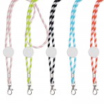 Lanyard tubular de políester con diseño de rayas de colores vista con varios colores