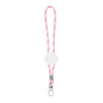 Llavero alargado tipo lanyard que es ajustable y lleva mosquetón
