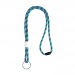 Cordel de amarre tubular rayado de terileno con ajuste y trabilla color turquesa