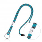 Cordel de amarre tubular rayado de terileno con ajuste y trabilla color turquesa