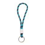Llavero tipo lanyard de terlenka ajustable con anilla metálica color turquesa