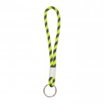Llavero tipo lanyard de terlenka ajustable con anilla metálica color verde fluorescente