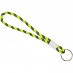 Llavero tipo lanyard de terlenka ajustable con anilla metálica color verde fluorescente