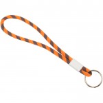 Llavero tipo lanyard de terlenka ajustable con anilla metálica color naranja fluorescente