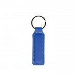 Llavero de cuero sintético premium de colores con anilla de metal color azul real