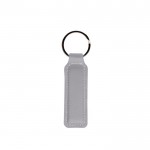Llavero de cuero sintético premium de colores con anilla de metal color gris claro