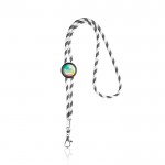 Lanyard tubular rayado sostenible de RPET con mosquetón 3cm