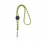 Lanyard tubular rayado sostenible de RPET con mosquetón 3cm color verde claro