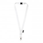 Lanyard de RPET con cierre de seguridad y mosquetón metálico 3cm color blanco