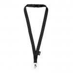 Lanyard de RPET con cierre de seguridad y mosquetón metálico 3cm color negro vista 11