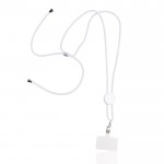 Cordón para llevar el móvil de RPET con pieza regulable color blanco
