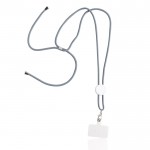 Cordón para llevar el móvil de RPET con pieza regulable color gris claro