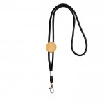 Lanyard ecológico con diseño tubular y ajuste hecho de bambú color negro vista 11