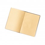 Cuaderno con tapas de fibra de café color marrón tercera vista