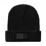 Gorro con etiqueta personalizada color negro primera vista