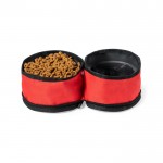 Bowl plegable y portátil para mascotas con cierre de cremallera color rojo cuarta vista