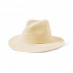 Sombrero de paja de papel con cinta ajustable en el interior color natural primera vista