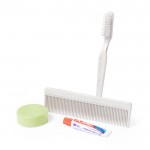 Cepillo de dientes, pasta, jabón y peine color natural segunda vista