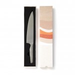 Cuchillo de cocinero de acero japonés color plateado vista con caja