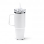 Botella térmica de acero inoxidable reciclado con pajita 870ml color blanco segunda vista