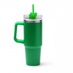 Botella térmica de acero inoxidable reciclado con pajita 870ml color verde segunda vista