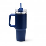 Botella térmica de acero inoxidable reciclado con pajita 870ml color azul marino segunda vista