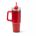 Botella térmica de acero inoxidable reciclado con pajita 870ml color rojo segunda vista