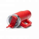 Botella térmica de acero inoxidable reciclado con pajita 870ml color rojo vista detalle 1