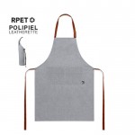Delantal de RPET con bolsillo frontal y cintas ajustables de polipiel color gris