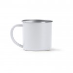 Taza de acero inoxidable reciclado con borde e interor plateado 350ml color blanco segunda vista