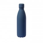 Botella grande de acero con acabado de goma color azul marino primera vista