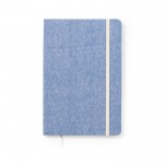 Cuaderno de algodón reciclado con elástico color azul primera vista