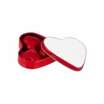 Lata en forma de corazón con 3 chocolates y tapa personalizable color rojo segunda vista