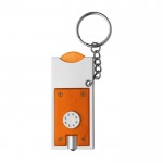 Llavero con linterna LED y moneda para coche de la compra color naranja segunda vista