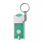 Llavero con linterna LED y moneda para coche de la compra color verde claro segunda vista