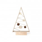 Árbol navideño de madera natural con un trenzado de luces LED color madera clara segunda vista principal