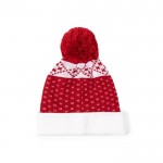 Gorro de poliéster con original diseño navideño y pom pom rojo