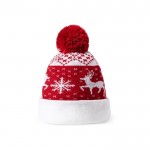 Gorro de poliéster con original diseño navideño y pom pom rojo