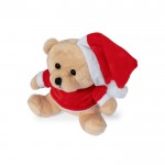 Oso de peluche con gorro de papá Noel y camisa personalizable color marrón