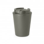 Vaso takeaway de plástico reciclado de doble pared de 300ml color gris vista con logo