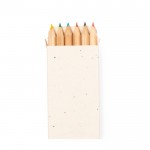 6 lápices de color en caja de cartón con semillas de petunia color natural tercera vista
