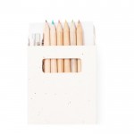 6 lápices de colores en caja de semillas con sacapuntas color natural cuarta vista
