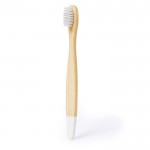 Cepillo de dientes para niños de bambú con detalles a color color blanco primera vista