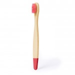 Cepillo de dientes para niños de bambú con detalles a color color rojo primera vista