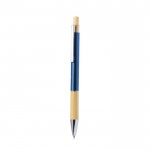 Bolígrafo de aluminio con pulsador y detalle de bambú tinta azul color azul primera vista