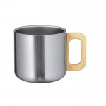 Taza doble pared de acero inox reciclado con asa de bambú 400ml cuarta vista